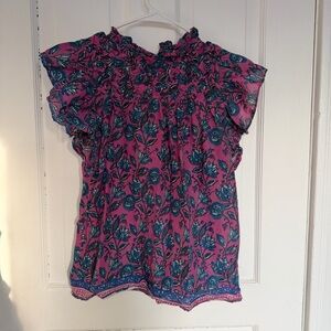 Floral Pink and Blue Blouse